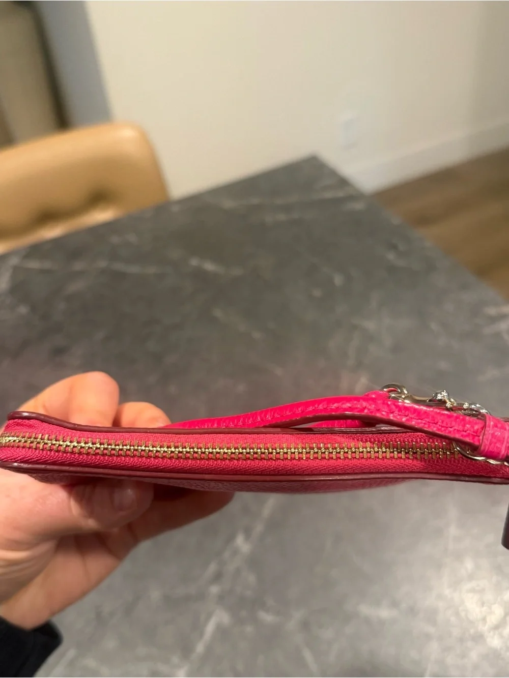 Coach Pink Ruby fuchsia wristlet pebbled leather wallet with hang tag